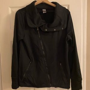 Champion Polyester Black Jacket with thumb holes and dramatic collar XL